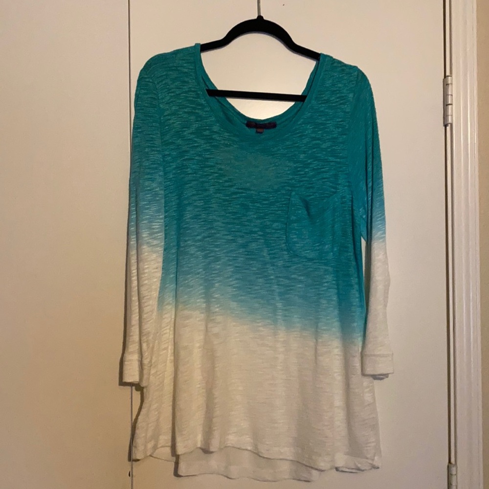 Ombré turquoise/white light sweater poly/cotton
